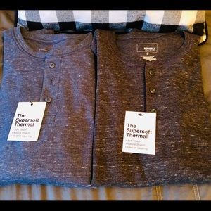 NEW 2 Men’s Henley Long Sleeve Shirts Size S